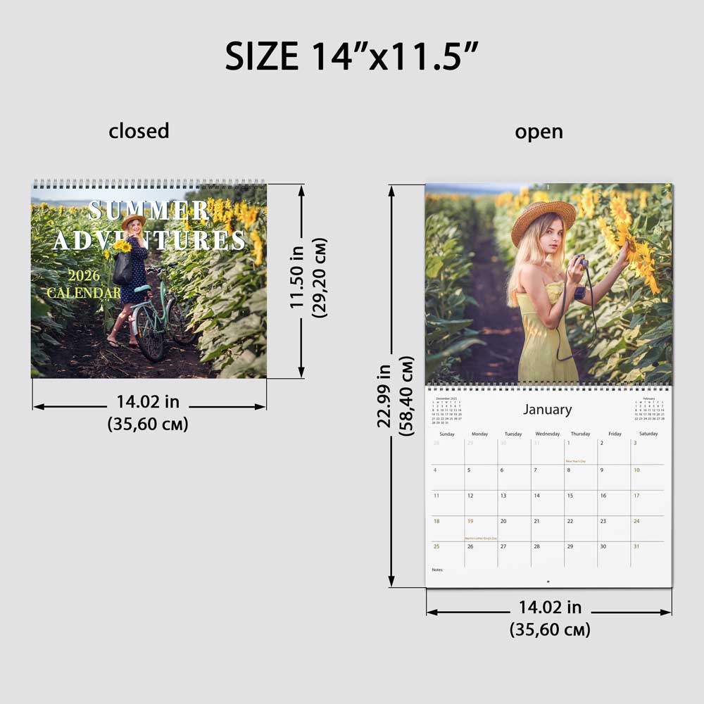 Cute family calendar, large wall calendar, big calendar, big wall calendar