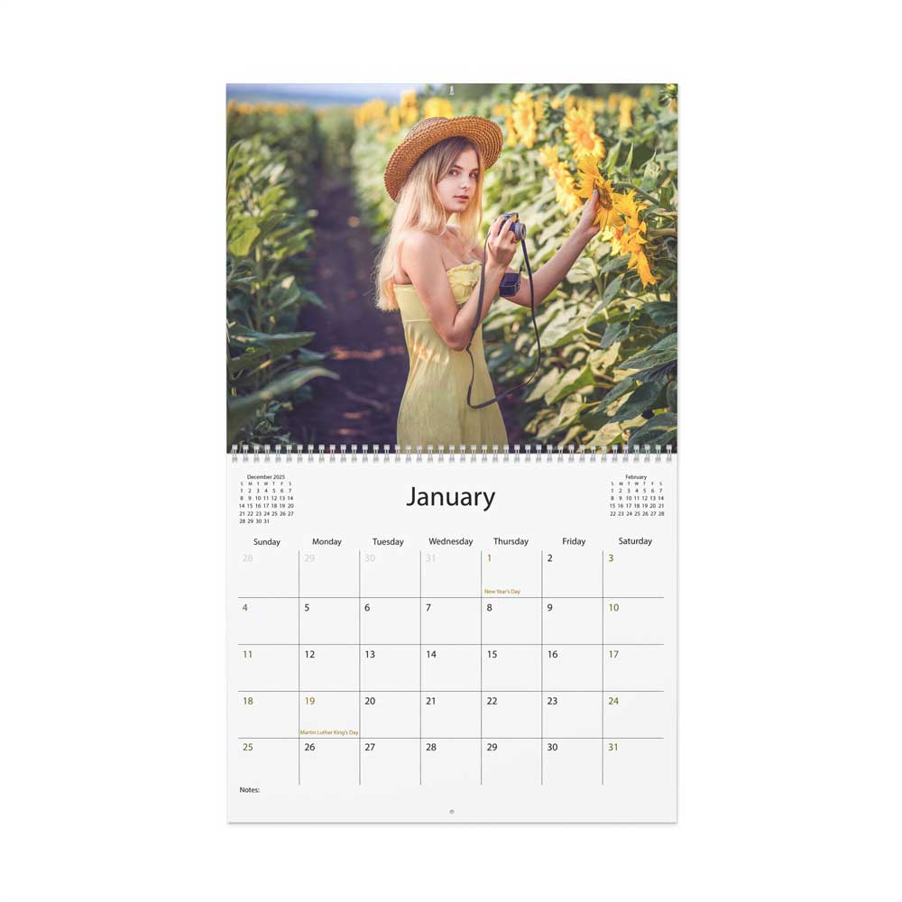 Family wall calendar, big sister little brother, heartwarming moments
