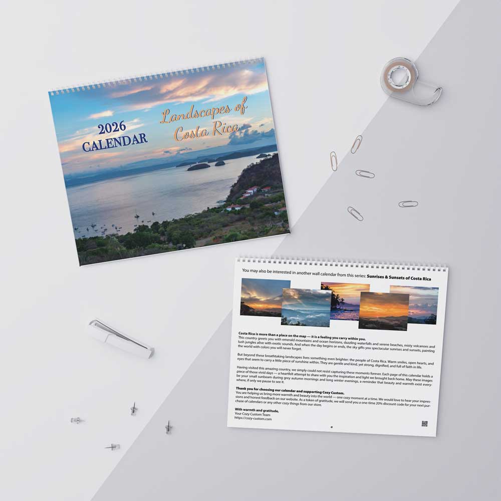 2026 Landscapes of Costa Rica, sunsets and sunrises calendar, sunsets and sunrises