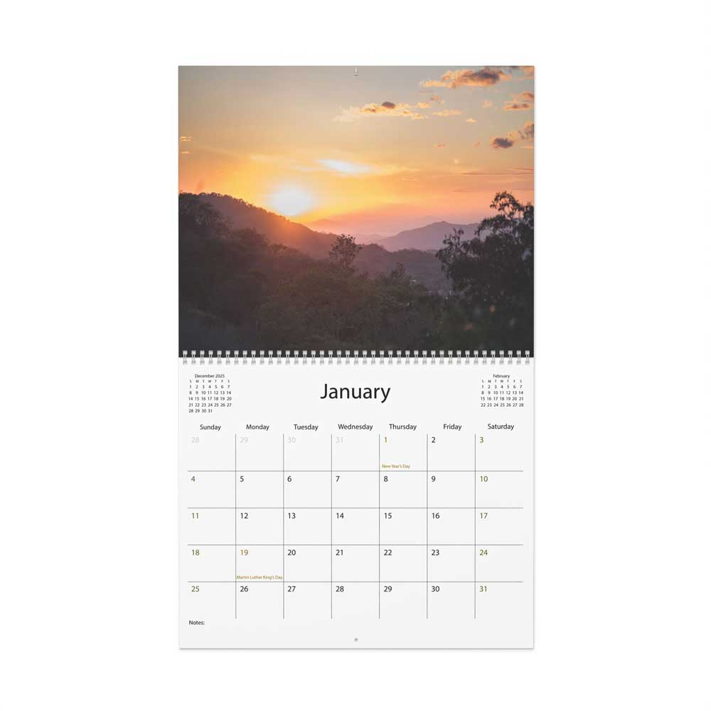 big wall calendar, 2026 january calendar, 2026 wall calendars, costa rica, sunsets costa rica