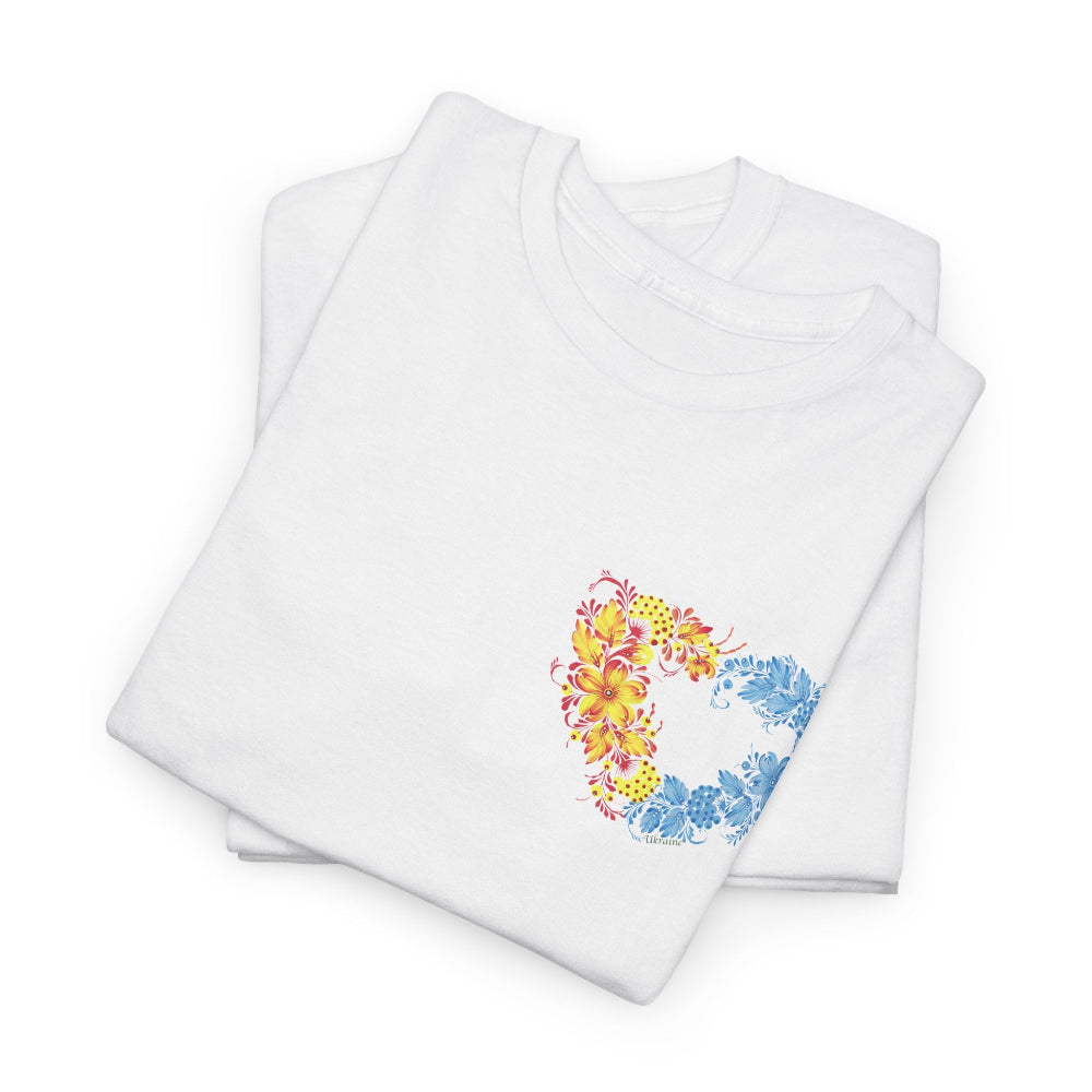 white t shirt, floral art, Ukrainian painting, support to ukraine, Ukrainian culture