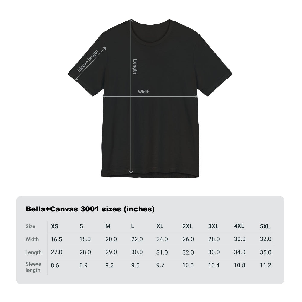 Size Charts Bella Canvas Black T Shirt