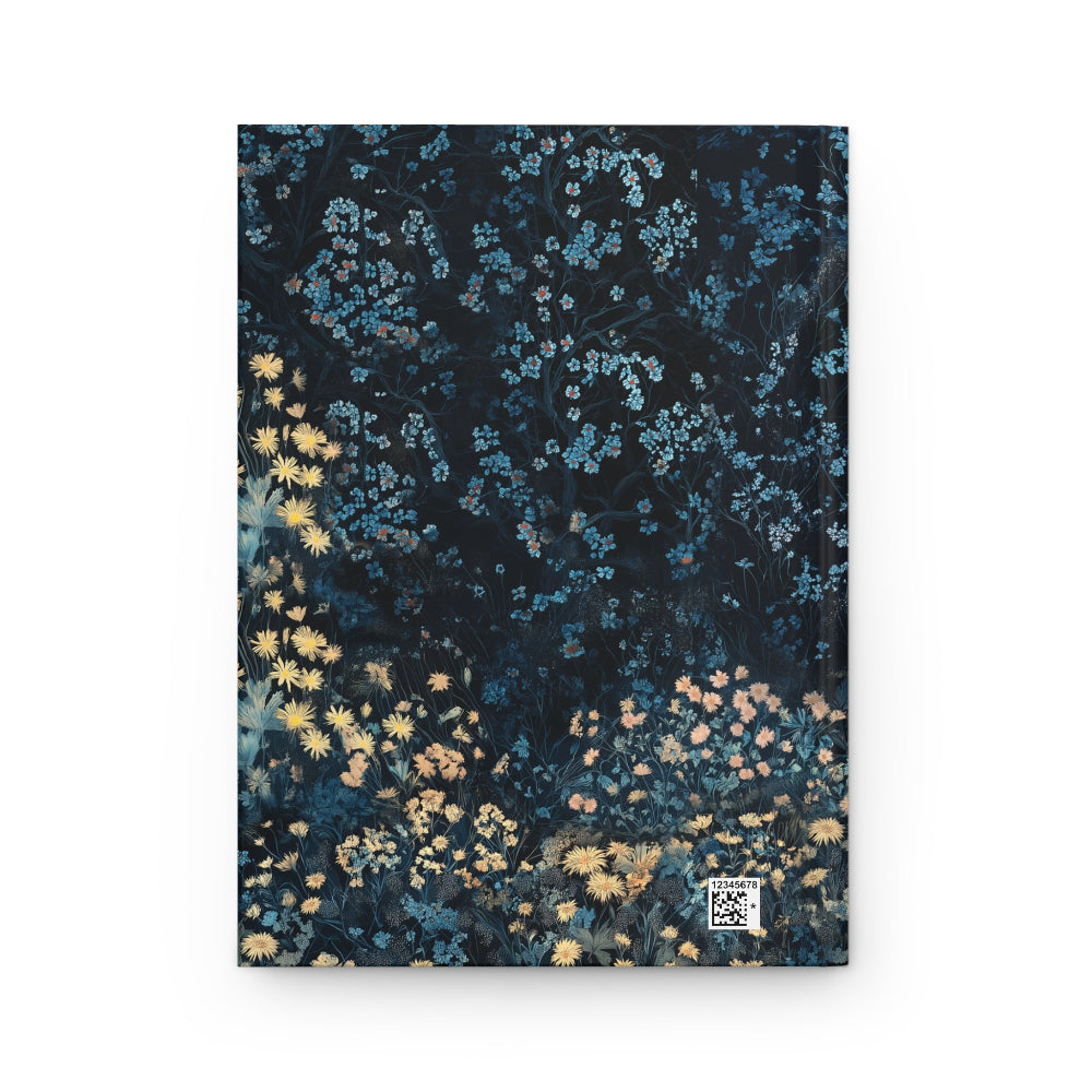 Backcover of hardcover journal, Journaling Notebook with Moon & Floral Design