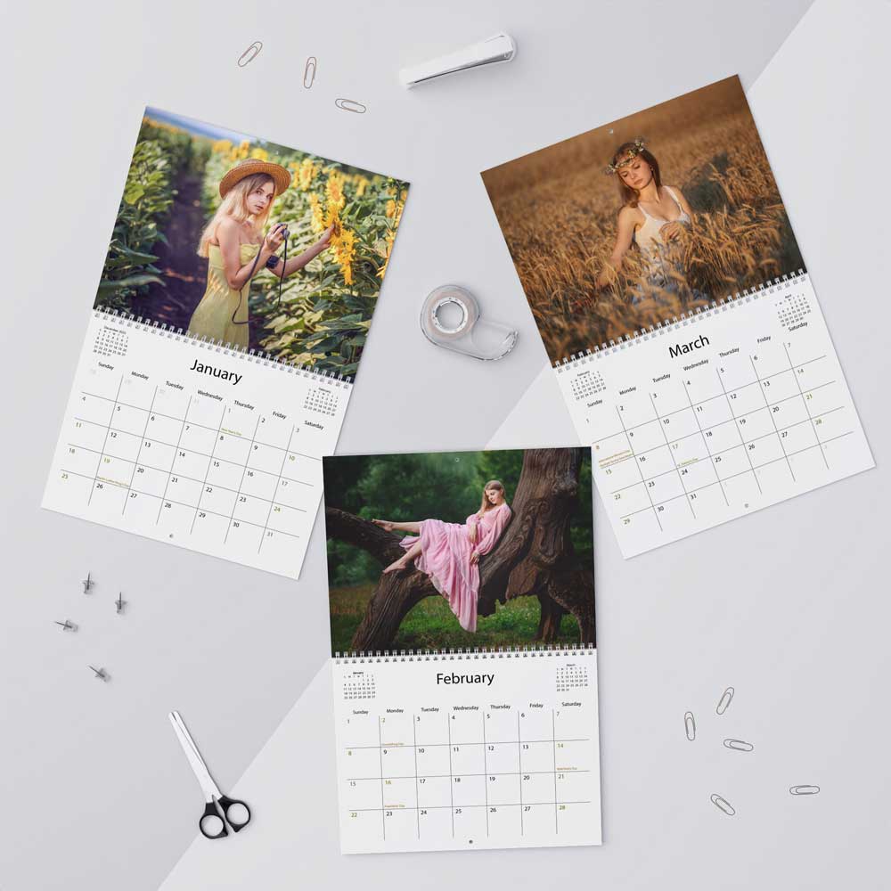 Family photography wall calendar, childhood nostalgia, beautiful girls calendar