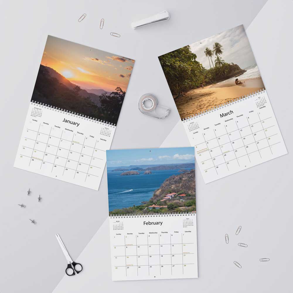 2026 Calendar, wall calendars, pages showing scenic images of a sunset, beach, and coastal views, best gifts, christmas gifts