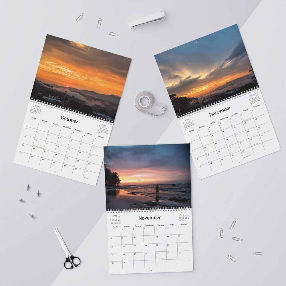gifts for her, colorful calendar, sky calendars, colorfull sunsets