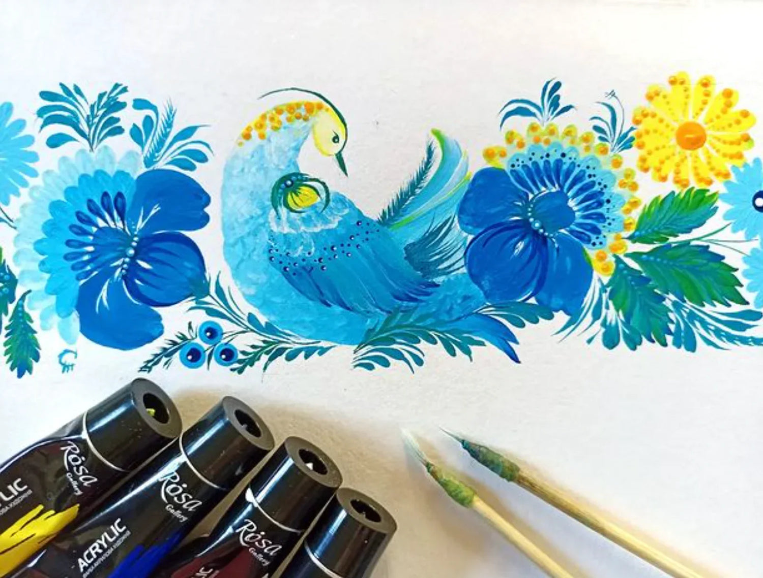 Cat Brush Paintings - Petrykivka Like Traditional Ukrainian Folk Art & Unique Gifts