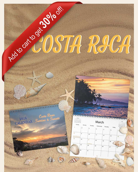 2026 Costa Rican Sunrises & Sunsets calendar, professional photo calendars, wall calendars, 2026 calendar, Costa Rica calendar