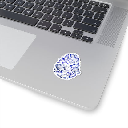 Floral Bird Kiss-Cut Stickers - Blue Botanical Design for Laptop & Decor