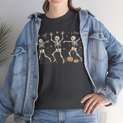 Dancing Skeletons Halloween Unisex Heavy Cotton Tee | Playful Fall Apparel | Express Delivery available