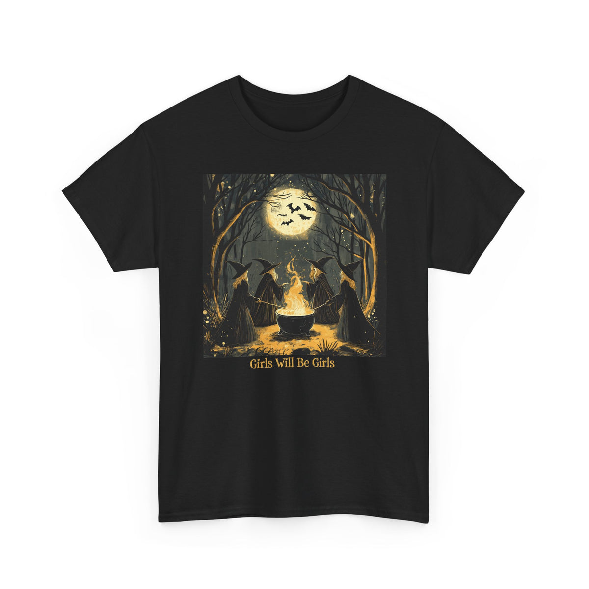 Girls Will Be Girls Unisex Heavy Cotton Tee | Witches' Circle Halloween | Express Delivery Available