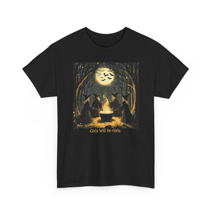 Girls Will Be Girls Unisex Heavy Cotton Tee | Witches' Circle Halloween | Express Delivery Available