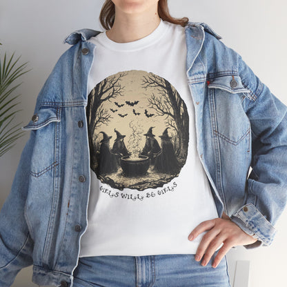 Girls Will Be Girls Halloween Unisex Heavy Cotton Tee | Witches' Night Celebration | Express Delivery Available
