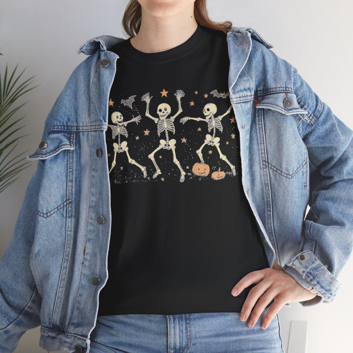 Dancing Skeletons Halloween Unisex Heavy Cotton Tee | Playful Fall Apparel | Express Delivery available