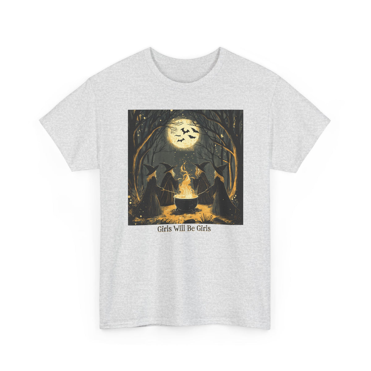 Girls Will Be Girls Unisex Heavy Cotton Tee | Witches' Circle Halloween | Express Delivery Available