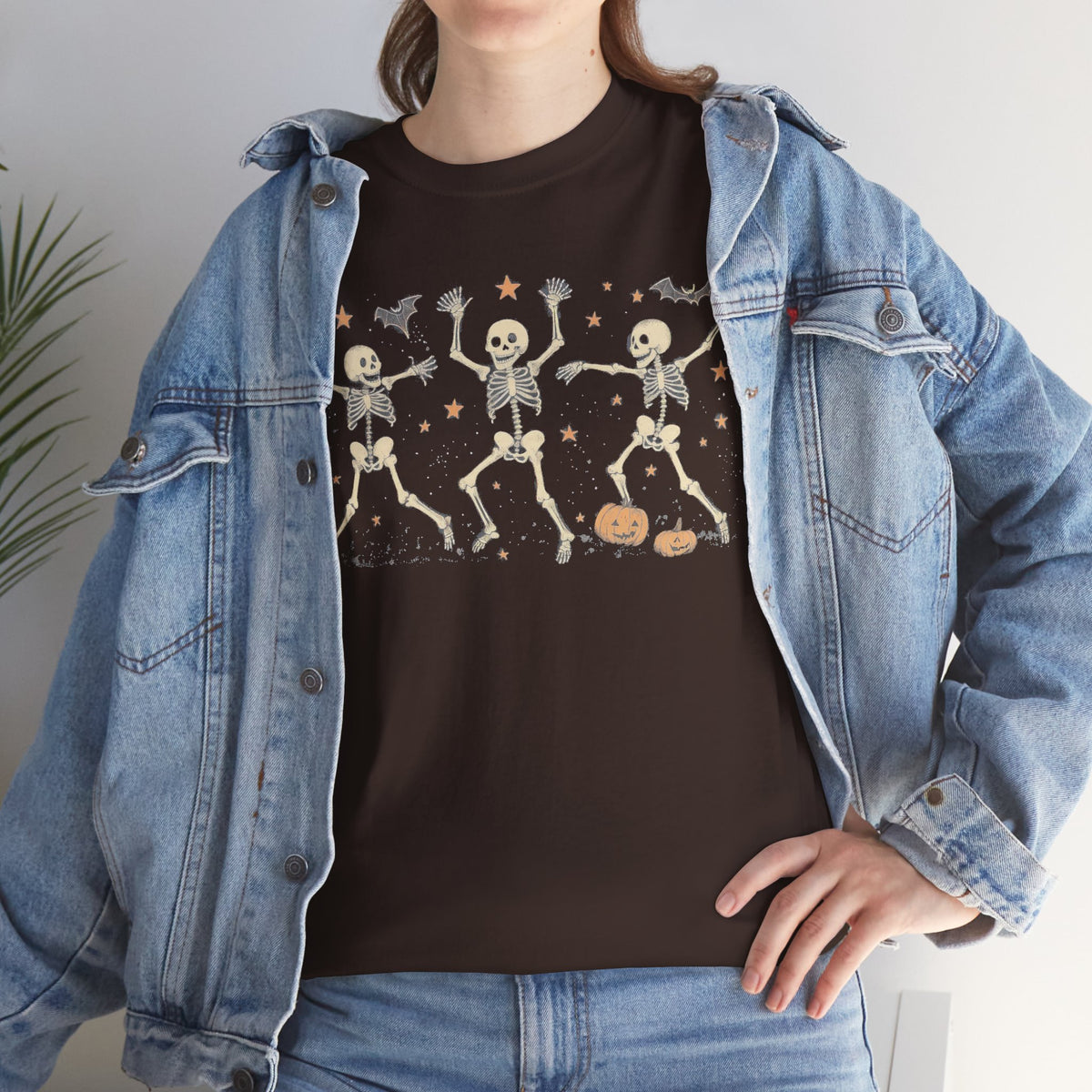 Dancing Skeletons Halloween Unisex Heavy Cotton Tee | Playful Fall Apparel | Express Delivery available