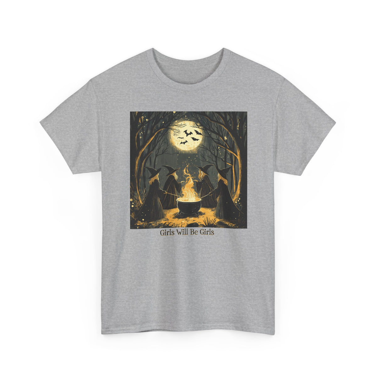 Girls Will Be Girls Unisex Heavy Cotton Tee | Witches' Circle Halloween | Express Delivery Available