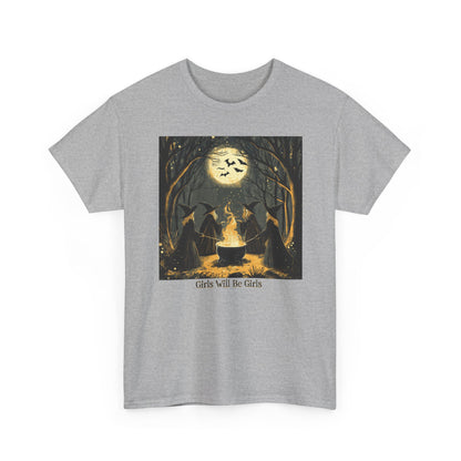 Girls Will Be Girls Unisex Heavy Cotton Tee | Witches' Circle Halloween | Express Delivery Available