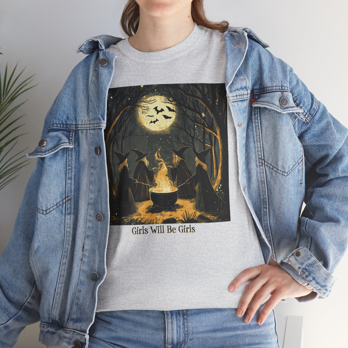 Girls Will Be Girls Unisex Heavy Cotton Tee | Witches' Circle Halloween | Express Delivery Available