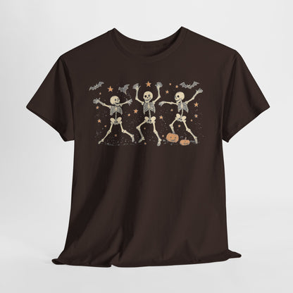 Dancing Skeletons Halloween Unisex Heavy Cotton Tee | Playful Fall Apparel | Express Delivery available