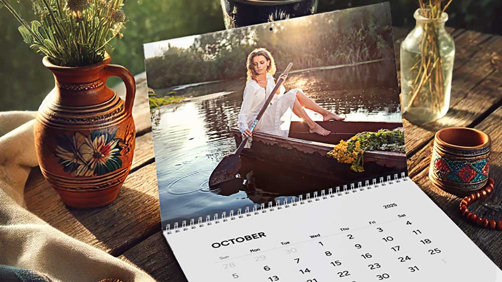 Large wall calendar, Ukrainian clothing, unique gifts for men, heritage photography, ukrainian women calendar