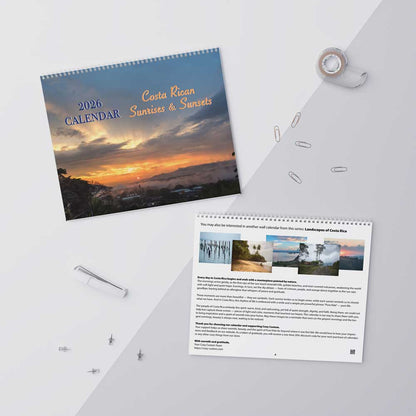 2026 Costa Rican Calendar Sunrises and Sunsets, big wall calendar