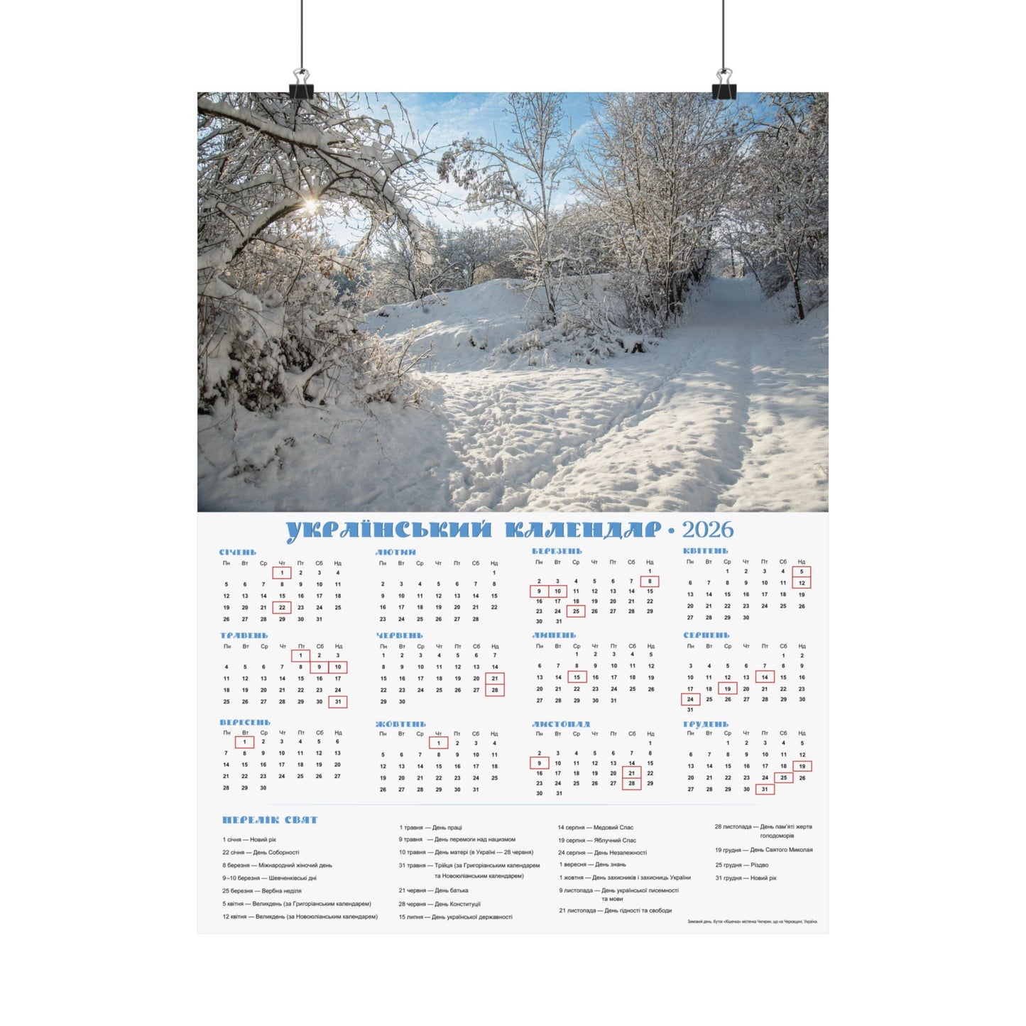 Winter Day in Chyhyryn | 2026 Ukrainian Calendar USA