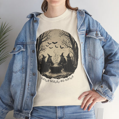Girls Will Be Girls Halloween Unisex Heavy Cotton Tee | Witches' Night Celebration | Express Delivery Available