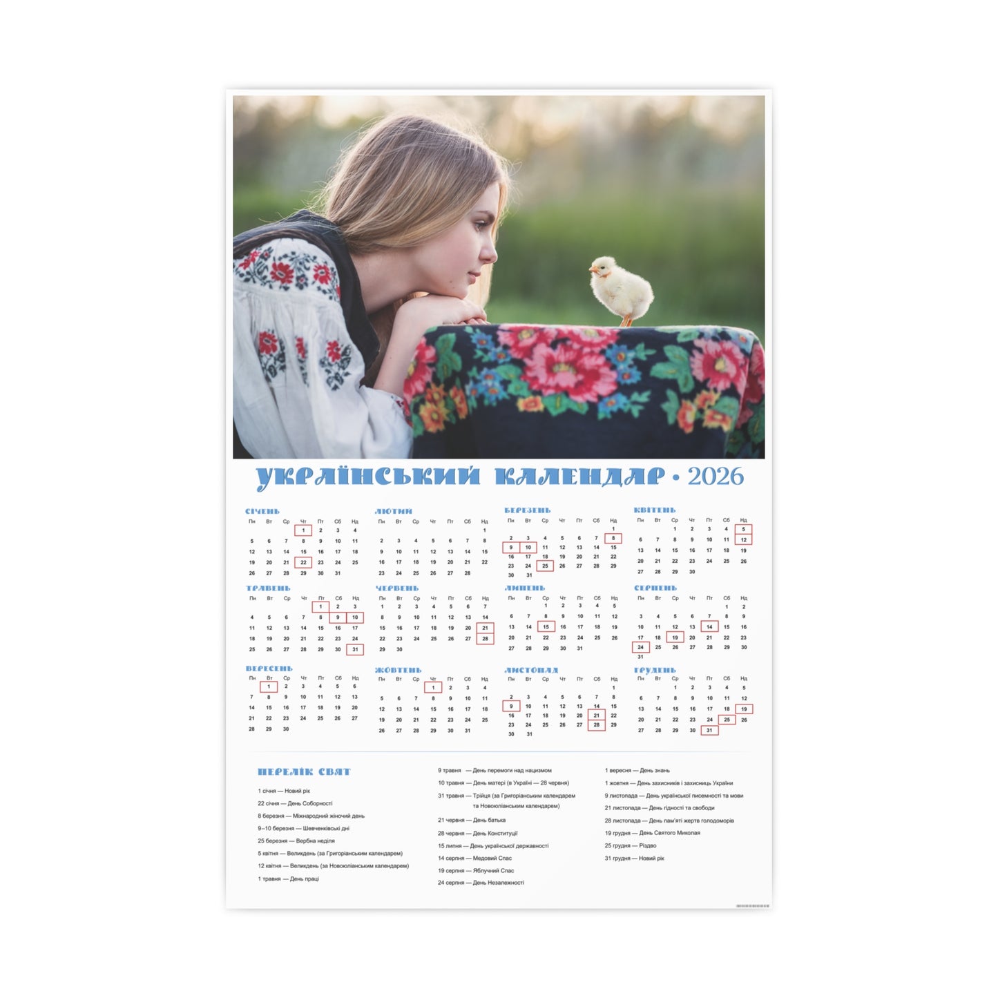 Two little chicks | 2026 Ukrainian Calendar CANADA
