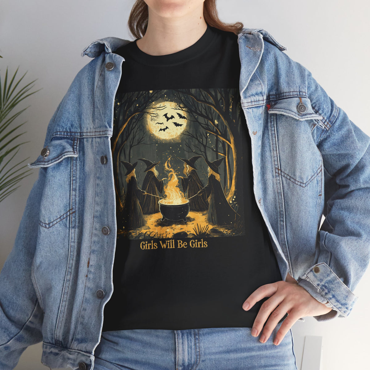 Girls Will Be Girls Unisex Heavy Cotton Tee | Witches' Circle Halloween | Express Delivery Available