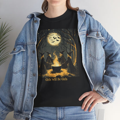 Girls Will Be Girls Unisex Heavy Cotton Tee | Witches' Circle Halloween | Express Delivery Available