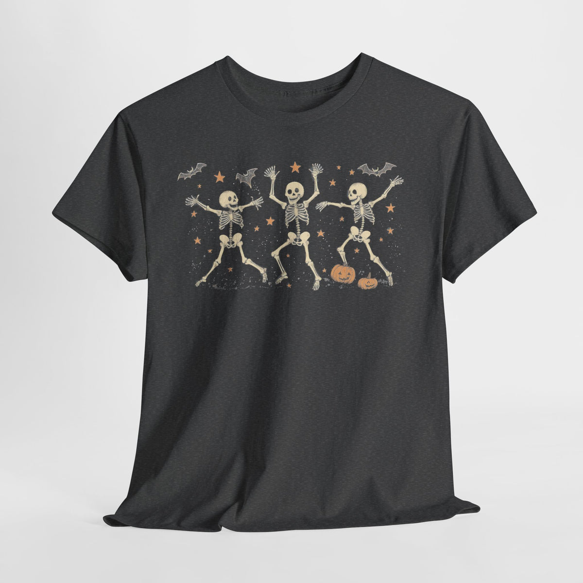 Dancing Skeletons Halloween Unisex Heavy Cotton Tee | Playful Fall Apparel | Express Delivery available
