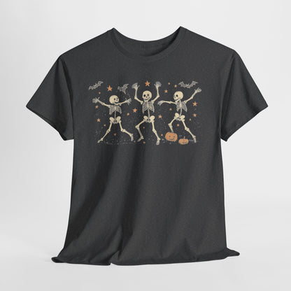 Dancing Skeletons Halloween Unisex Heavy Cotton Tee | Playful Fall Apparel | Express Delivery available