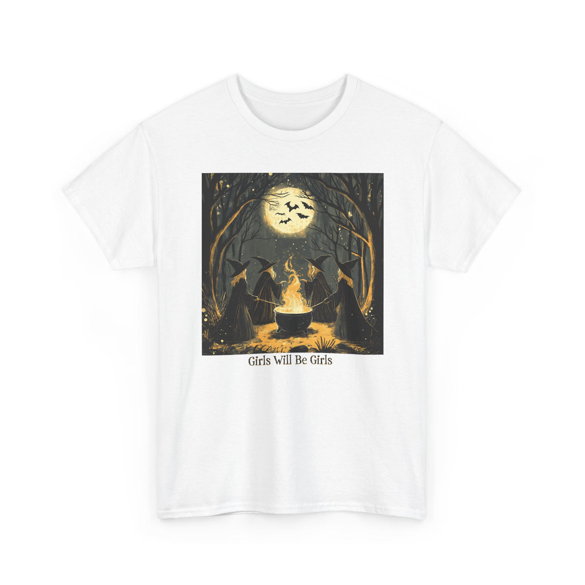 Girls Will Be Girls Unisex Heavy Cotton Tee | Witches' Circle Halloween | Express Delivery Available