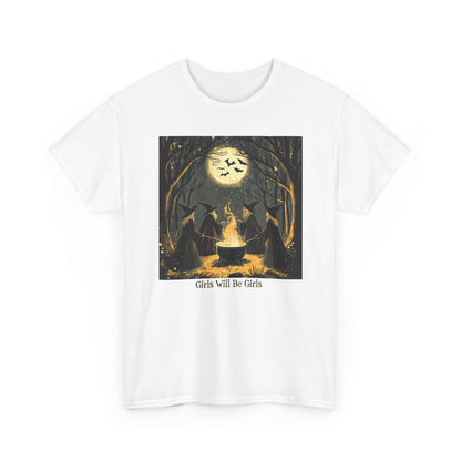 Girls Will Be Girls Unisex Heavy Cotton Tee | Witches' Circle Halloween | Express Delivery Available