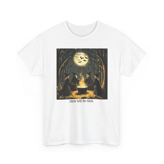 Girls Will Be Girls Unisex Heavy Cotton Tee | Witches' Circle Halloween | Express Delivery Available