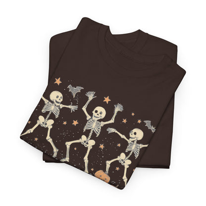 Dancing Skeletons Halloween Unisex Heavy Cotton Tee | Playful Fall Apparel | Express Delivery available
