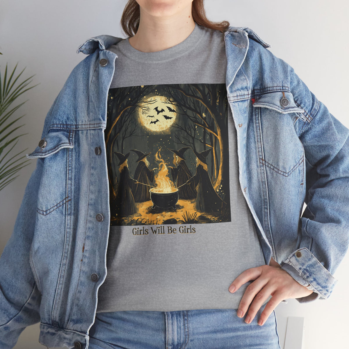Girls Will Be Girls Unisex Heavy Cotton Tee | Witches' Circle Halloween | Express Delivery Available