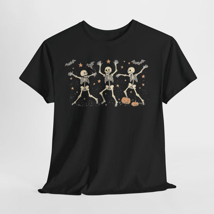 Dancing Skeletons Halloween Unisex Heavy Cotton Tee | Playful Fall Apparel | Express Delivery available