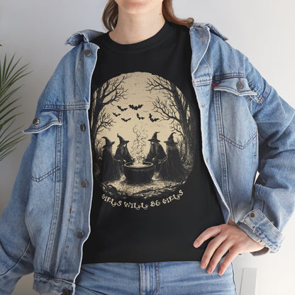 Girls Will Be Girls Halloween Unisex Heavy Cotton Tee | Witches' Night Celebration | Express Delivery Available