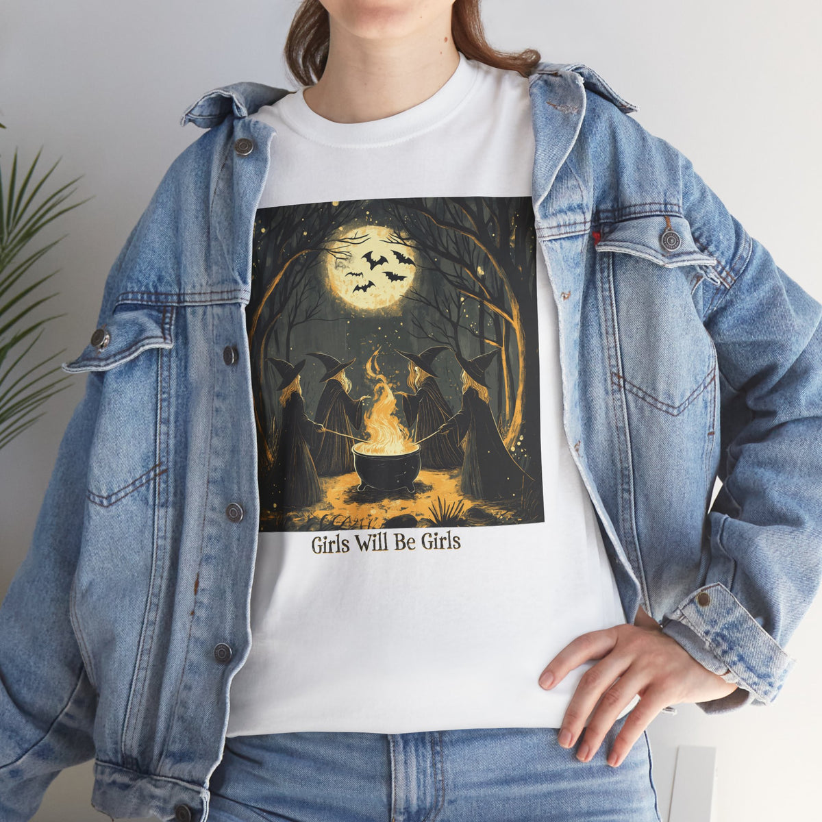 Girls Will Be Girls Unisex Heavy Cotton Tee | Witches' Circle Halloween | Express Delivery Available
