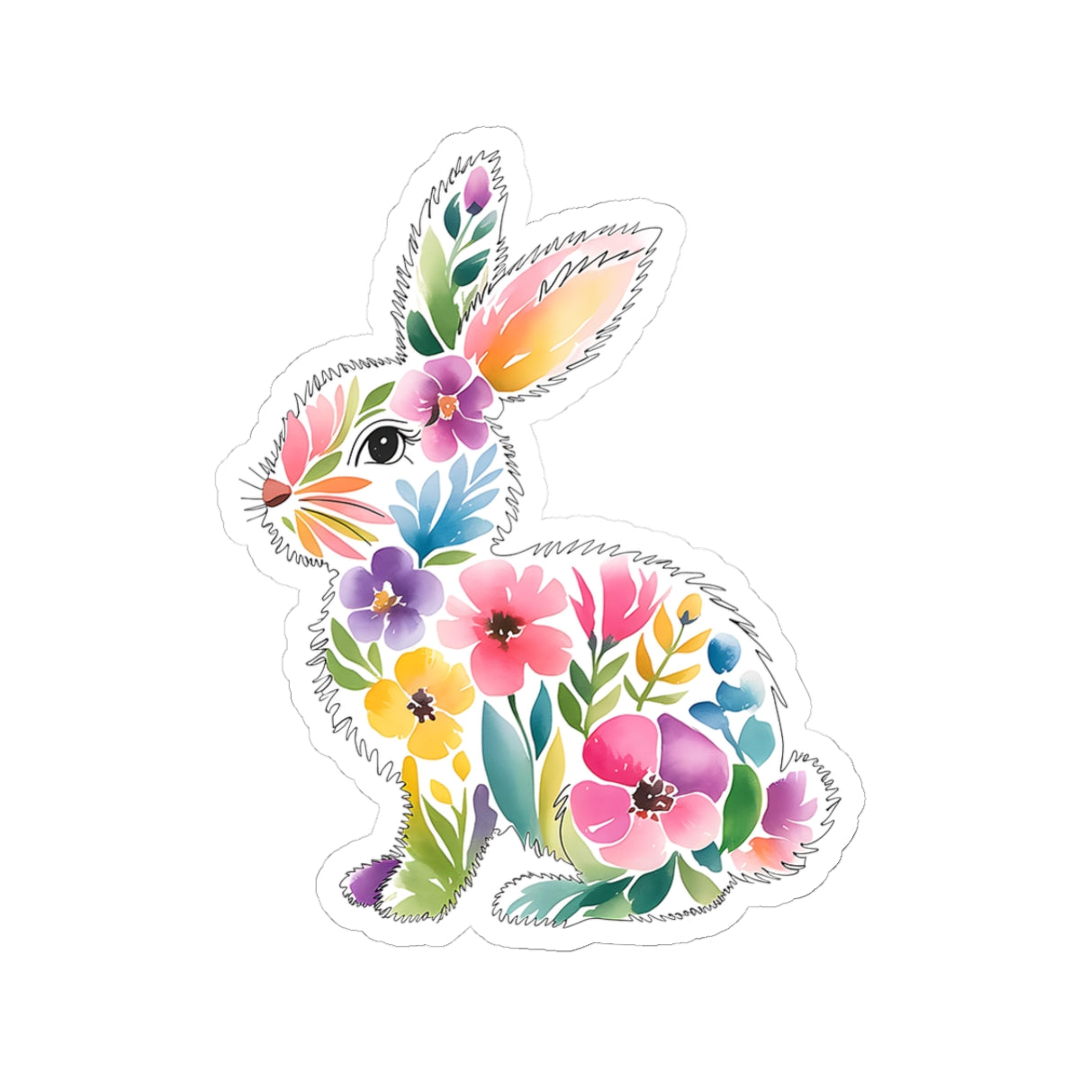 Floral Bunny Kiss-Cut Stickers - Perfect for Spring Decor & Gifts