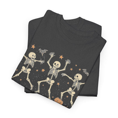 Dancing Skeletons Halloween Unisex Heavy Cotton Tee | Playful Fall Apparel | Express Delivery available