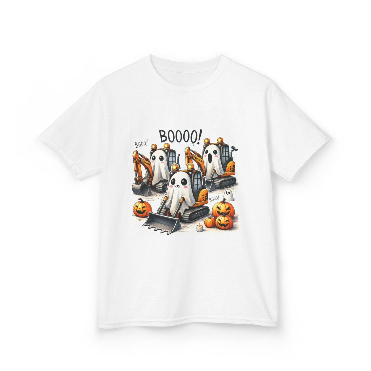 Excavators Boo Halloween Kids Heavy Cotton™ Tee | Fun & Spooky Tee for Little Excavator Fans