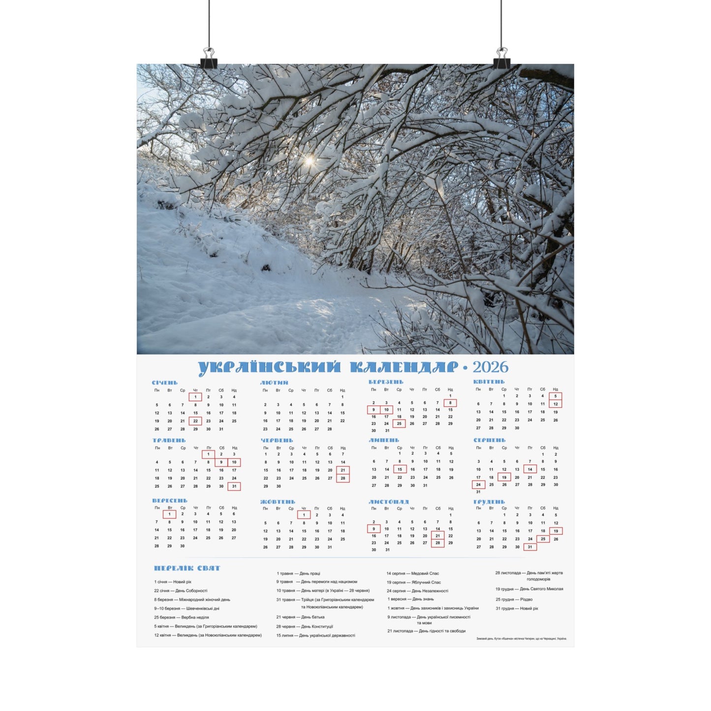 Winter Day in Chyhyryn | 2026 Ukrainian Calendar USA
