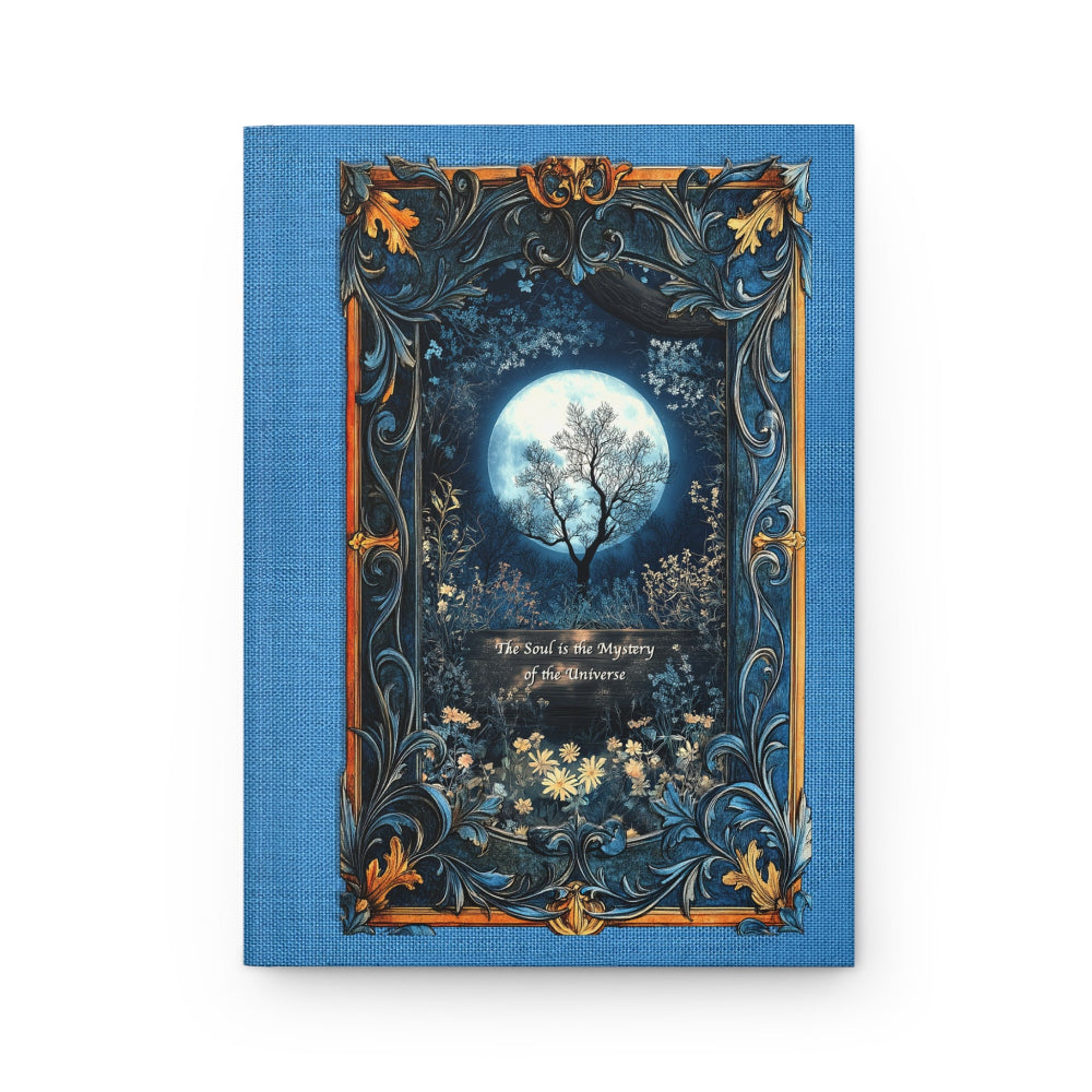 Elegant hardcover journal with intricate vintage frame & moonlit tree design