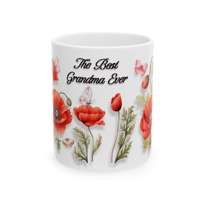 coffee mugs, best coffee mugs, cozy cup, best grandma ever, gifts for grandma, poppy art, large mug, spring gifts