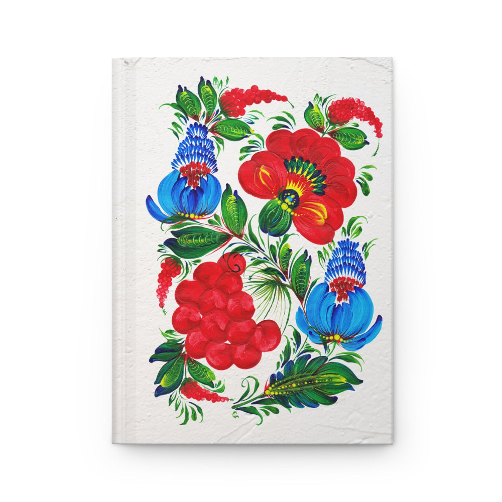 Hardcover writing journal with folk-inspired patterns