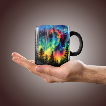 Magic Cup with Northern Pines & Aurora Painting