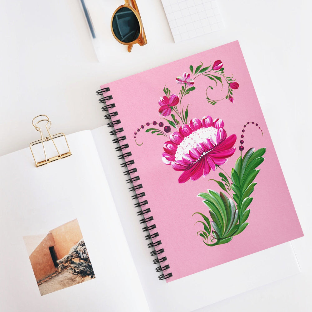 floral wall art in spiral journal